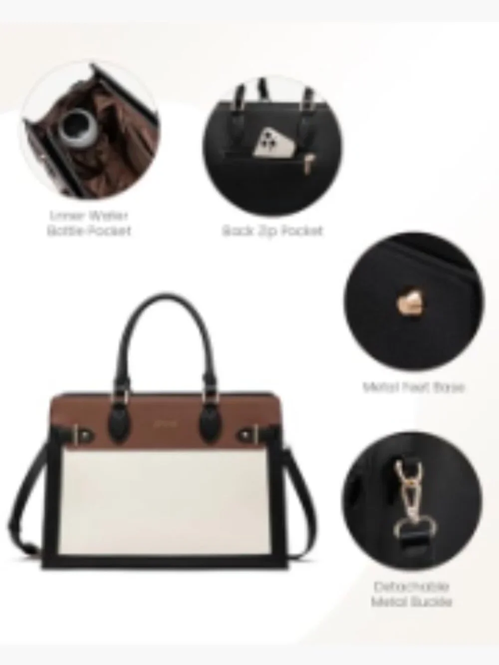 Waterproof PU Leather Laptop Tote Bag for Women 15.6 Inch Work Business